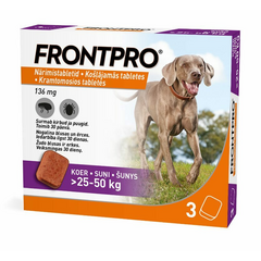 FRONTPRO 136MG KOŠĻ TABL SUŅIEM (>25-50KG) XL N1 (1 tablete) - Pretblusu un pretērču košļājamās tabletes