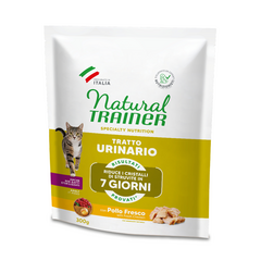 NATURAL TRAINER CAT SPECIAL NUTRITION URINARY WITH CHICKEN 300 GR - täisväärtuslik dieettoit täiskasvanud kassidele, omadustega, mis aitavad vähendada struviidikivide korduvat teket.