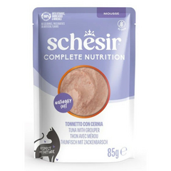 Schesir Cat Tuna with Grouper In Mousse 85g - täisväärtuslik toit - tuunikala ja rühmapuder vaht 85g