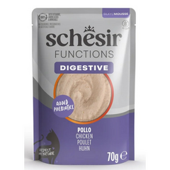 Schesir Cat Functions Mousse Digestive Chicken 70g - täisväärtuslik toit - vaht kassidele tundliku seedimisega
