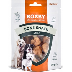 BOXBY BONE SNACK 100g - täiendav toit täiskasvanud koertele, luud kanaliha hantlitega mõlemal küljel.