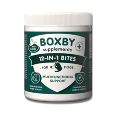 BOXBY 12-IN-1 BITES 240g - multifunktsionaalne multivitamiinidega täiendsööt koertele alates 4-kuulistest.