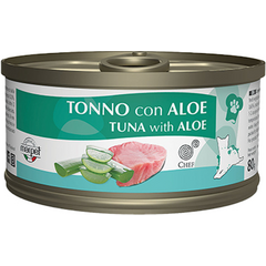 Chef 80gr Kass Tuna koos Aloega - konserv täiskasvanud kassidele, koos tuunikala ja aloega.