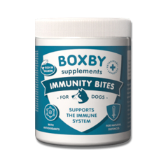 BOXBY IMMUNITY BITES 240 г — дополнительный корм для собак от 4 месяцев, поддерживает иммунную систему питомца и уменьшает дискомфорт от зуда кожи.