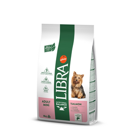 LIBRA DOG MINI ADULT SALMON 8kg - täisväärtuslik ja tasakaalustatud kuivtoit täiskasvanud väikeste tõugude koertele. Lõhega.