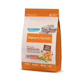 NATURE`S VARIETY DOG NO GRAIN PUPPY MEDIUM/MAXI SALMON 10KG - kuivtoit keskmise/suure tõugu kutsikatele (kuni 12 kuud), lõhega ja ilma teraviljata