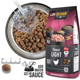 BELCANDO FINEST LIGHT 4KG - MAZU UN VIDĒJU ŠĶIRŅU SUŅIEM AR ZEMU AKTIVITĀTES LĪMENI UN SENIORIEM
