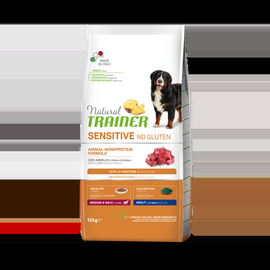 NATURAL TRAINER DOG SENSITIVE NO GLUTEN ADULT MEDIUM/MAXI LAMB 10+2 KG - полноценный безглютеновый корм для взрослых собак средних и крупных пород, с добавлением ягненка.