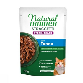 NATURAL TRAINER WET CAT STRACCETTI STERILIZED TUNA 85 G - влажный корм для взрослых стерилизованных кошек, кусочки тунца в соусе.