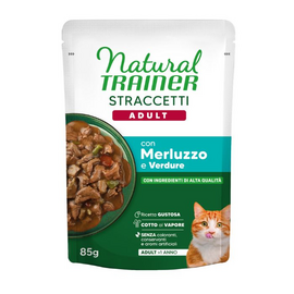 NATURAL TRAINER WET CAT ADULT COODFISH 85 G - влажный полнорационный корм для взрослых кошек, с треской и кусочками мяса в соусе