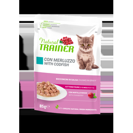 NATURAL TRAINER CAT KITTEN&YOUNG WITH CODFISH 85G - полнорационный консервированный корм для котят (1-6 месяцев). С треской.