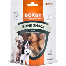 BOXBY BONE SNACK 100g - papildbarība pieaugušiem suņiem, kauliņi ar  vistu gaļas hantelēm katrā pusē.