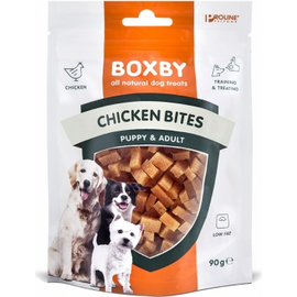 BOXBY CHICKEN BITES 90G - lisatoit koertele alates 9. elukuust, kana lihatükid