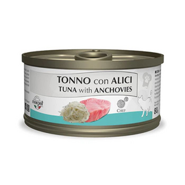 Chef 80gr Cat Tuna with Anchovies - Консервированный корм для взрослых кошек, тунeц и анчоусы.