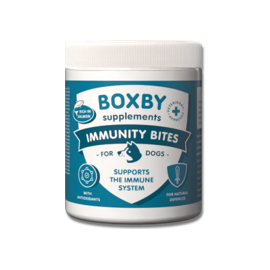 BOXBY IMMUNITY BITES 240g - toidulisand koertele alates 4. kuust, toetab koera immuunsüsteemi ja vähendab sügeleva naha ebamugavust.