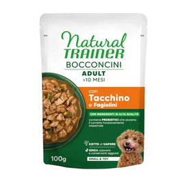 NATURAL TRAINER WET DOG S&T CHUNKS TURKEY 100 G - влажный полнорационный корм для собак мелких пород, кусочки с индюшкой в соусе