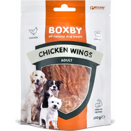 BOXBY CHICKEN WINGS 100G - täiendav toit täiskasvanud koertele, kuivatatud kana tükid.