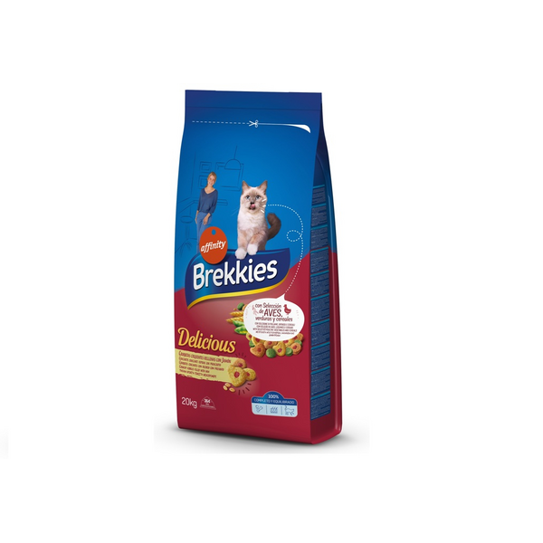 BREKKIES CAT DELICE POULTRY täisväärtuslik toit kassidele, kanaliha ja vuttidega ning juurviljade ja teraviljadega.