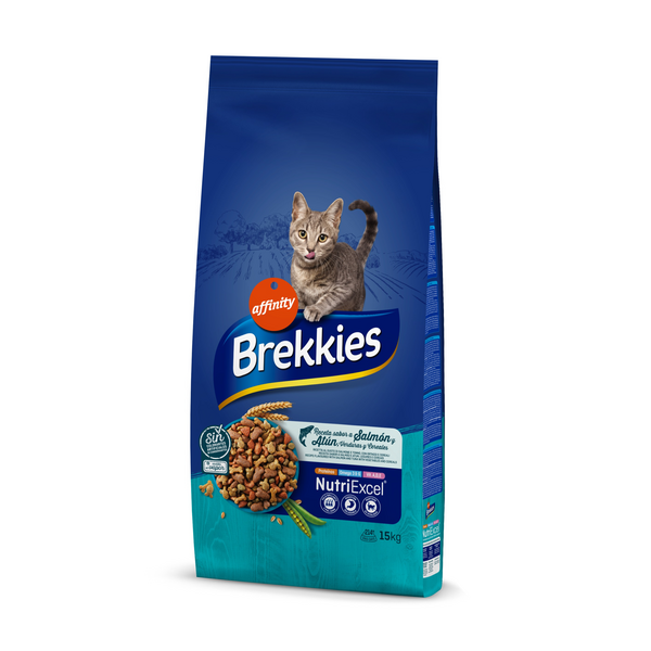 BREKKIES kass Saamon 15,0kg - täisväärtuslik kuivtoit täiskasvanud kassidele, loomaga ja tuunikalaga, köögiviljade ja teraviljaga.