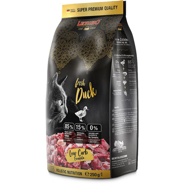 LEONARDO ADULT FRESH DUCK 250G - БЕЗЗЕРНОВОЙ СУХОЙ КОРМ ДЛЯ КОШЕК С УТКОЙ