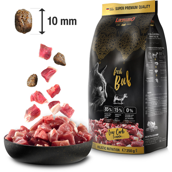 LEONARDO ADULT FRESH BEEF 250G - БЕЗЗЕРНОВОЙ КОРМ ДЛЯ КОШЕК С ГОВЯДИНОЙ И МЯСОМ ПТИЦЫ, изображение 3