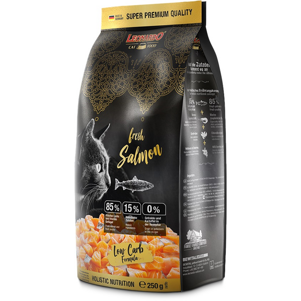 LEONARDO ADULT FRESH SALMON 250G - БЕЗЗЕРНОВОЙ КОРМ ДЛЯ КОШЕК С ЛОСОСЕМ