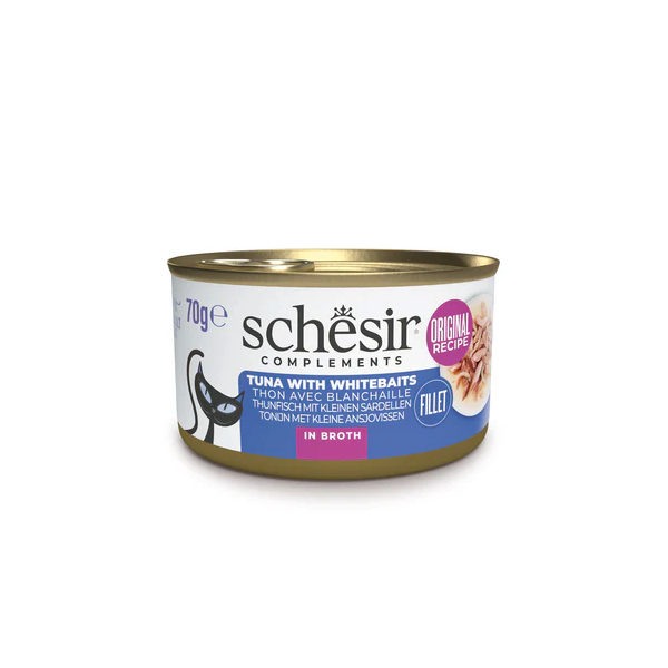 Schesir Cat Tuna koos valgeviidingutega puljongis 70g - Tuncis koos anšoovistega puljongis