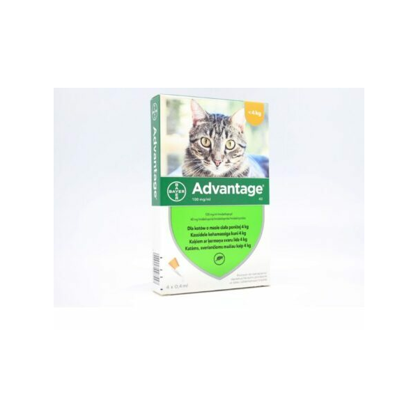 ADVANTAGE 40MG 10% ŠĶĪD 0.4ML KAĶIEM LĪDZ 4KG N1