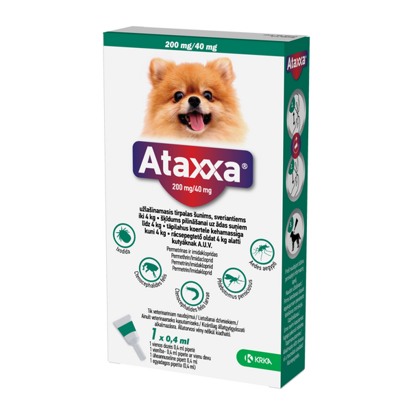 Ataxxa 200 mg/40 mg капли от паразитов для собак до 4 kg N1