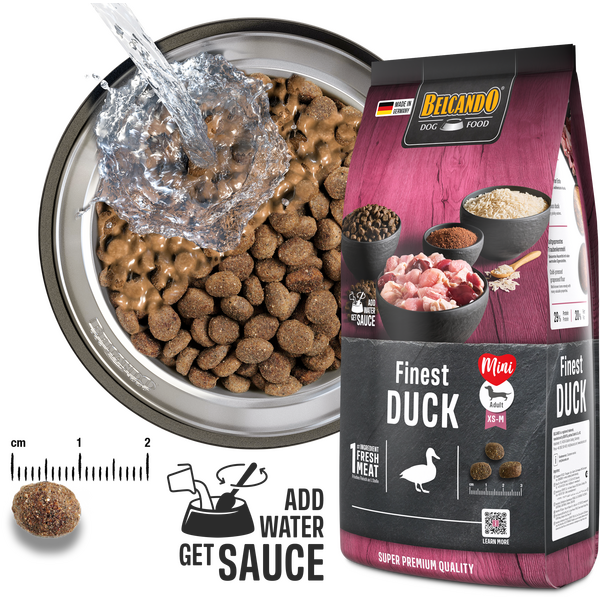 BELCANDO FINEST DUCK 12.5KG - KUIVA TOIT NORMAALSE AKTIIVSUSEGA KOERTELE