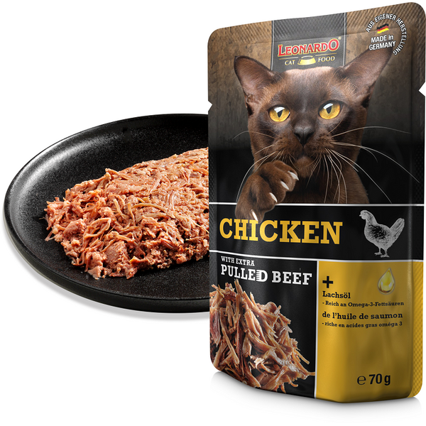 LEONARDO влажный корм для кошек с курицей и рублёной говядиной 70 г