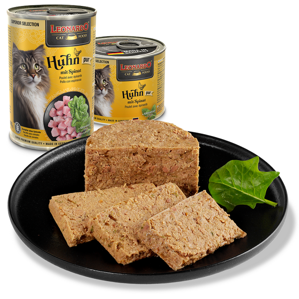 LEONARDO LEO Superior mitrā barība kaķiem ar vistas gaļu un spinātiem 200 g