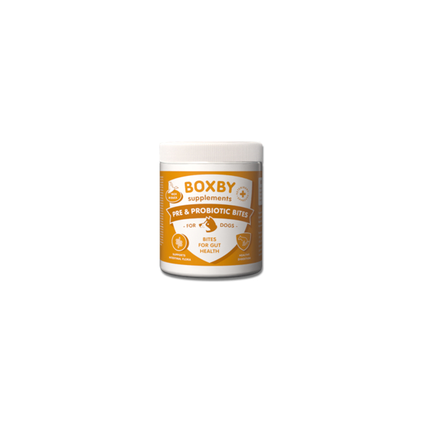 BOXBY PRE & PROBIOTIC BITES 240g - toidulisand koertele, soodustab seedimist ja soolestiku tervist