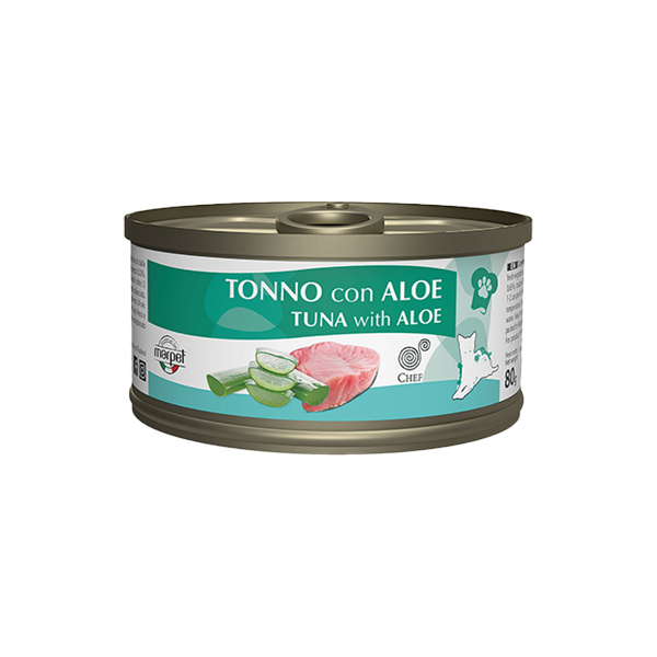 Chef 80gr Cat Tuna with Aloe - konservi pieaugušiem kaķiem, ar tunci un alveju.