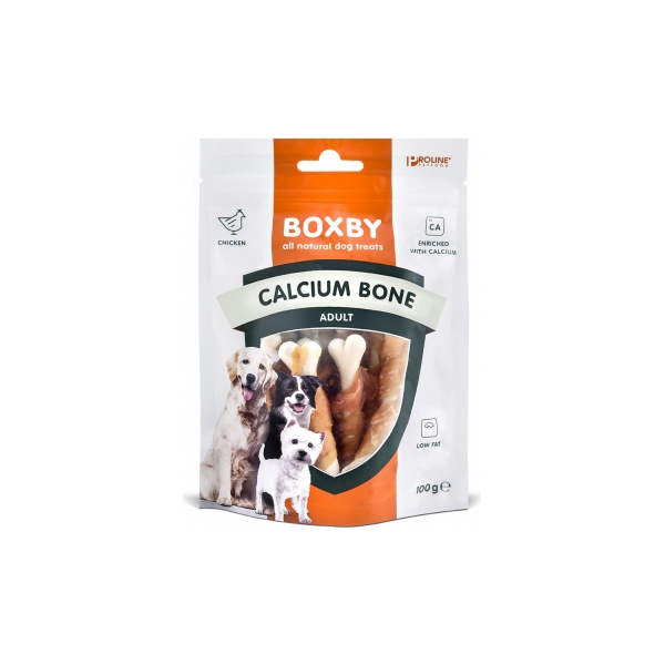 BOXBY CALCIUM BONE 100G - lisatoidu koeradele, kaltsiumluud kanalihaga