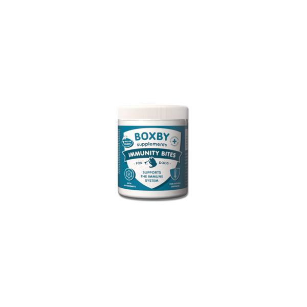 BOXBY IMMUNITY BITES 240g - toidulisand koertele alates 4. kuust, toetab koera immuunsüsteemi ja vähendab sügeleva naha ebamugavust.