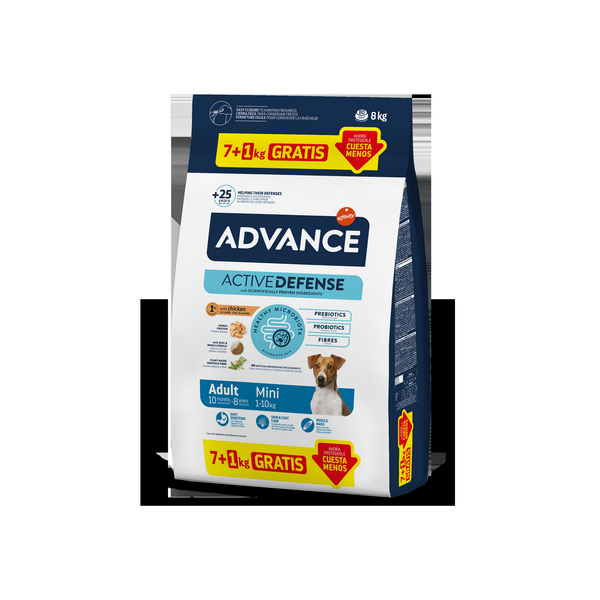 ADVANCE DOG MINI ADULT 7+1 KG - VÄIKESTE TÕUGUDE TÄISKASVANUD KOERTELE (KANA JA RIIS)