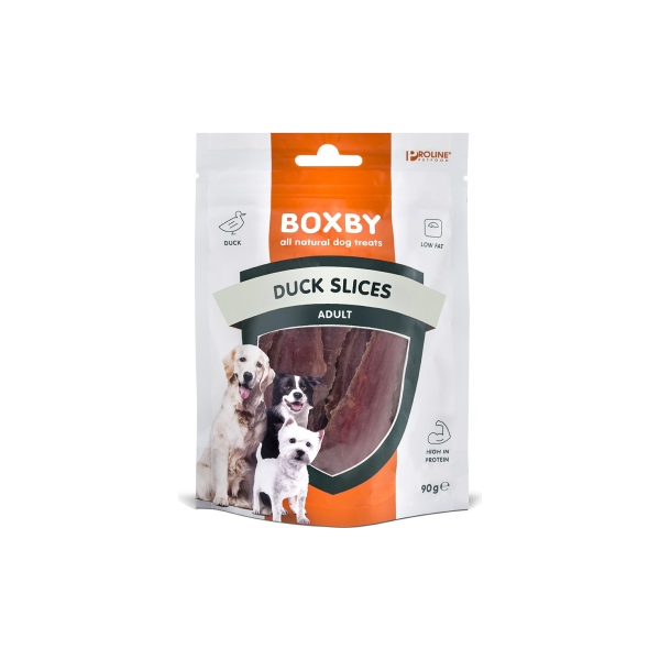 BOXBY PARDILIHAVI LÕIGUD KOERTELE 90G - täiendsööt täiskasvanud koertele, tükid pardilihaga